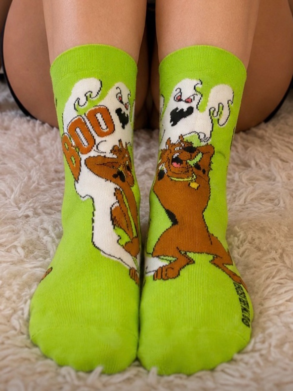 Scooby Doo Green Graphic Crew Socks - Boo Design Halloween